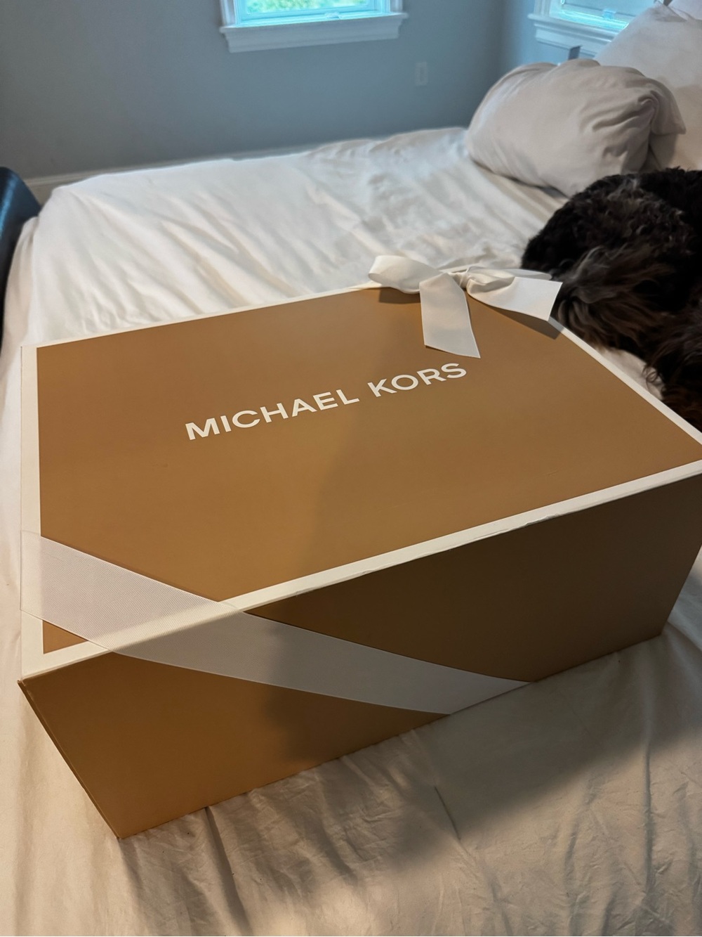 Michael Kors Gold Gift Box with White Ribbon